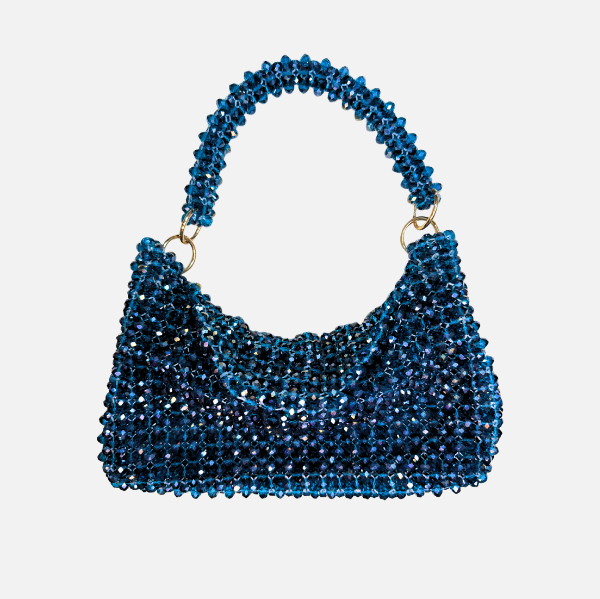 Azure Mus - Blue Crystal Bead Cowl Bag