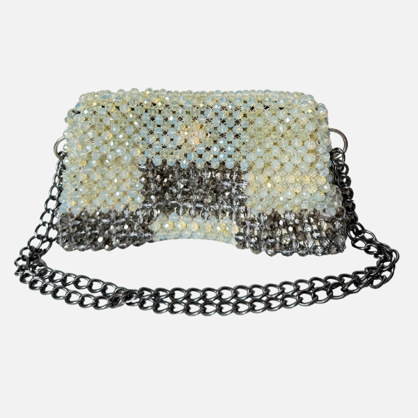Frost & Glow -  Crystal Beaded Check Bag