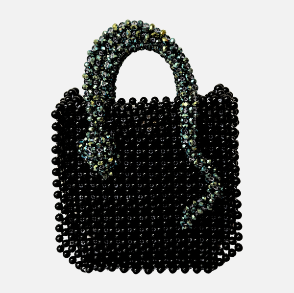 Serpentina Noir - Black Mini Tote with Serpentine Beaded Handle