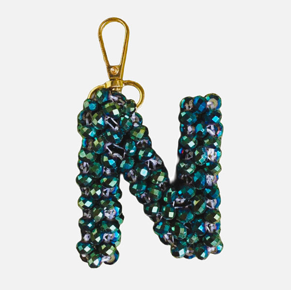 Letter N Crystal Bead Charm