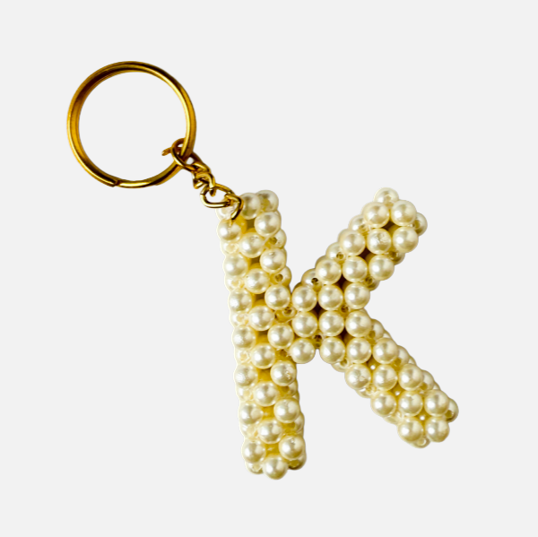 Pearl-beaded letter 'K'