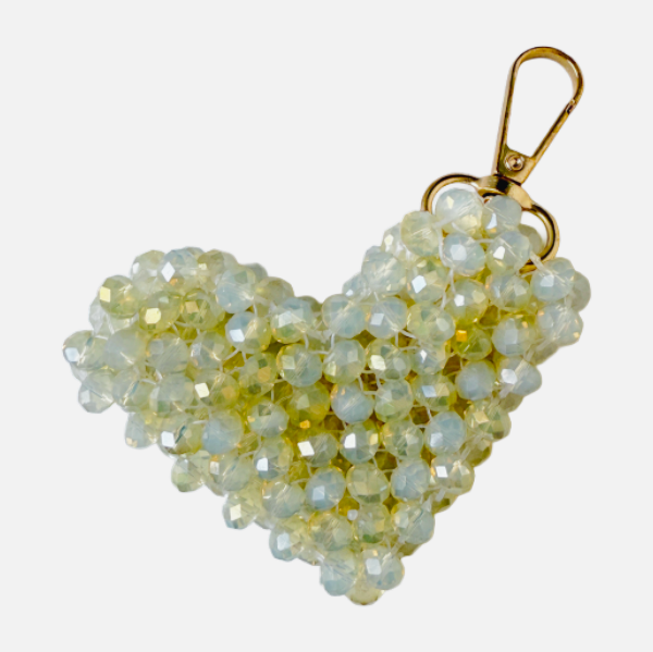 Soft Ivory - The Crystal Beaded Heart Charm
