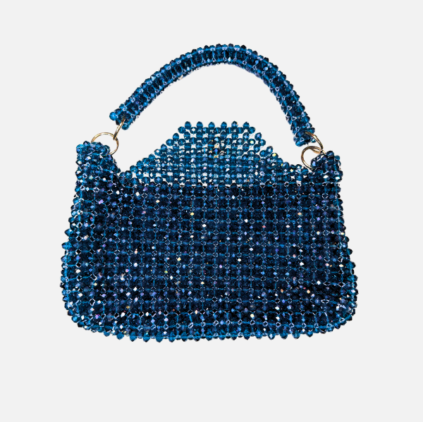 Azure Mus - Blue Crystal Bead Cowl Bag