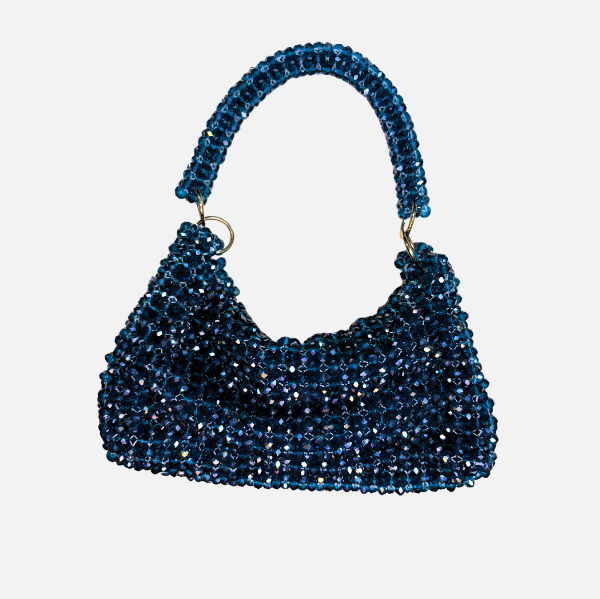 Azure Mus - Blue Crystal Bead Cowl Bag