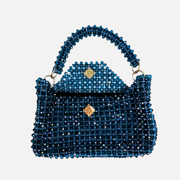 Azure Mus - Blue Crystal Bead Cowl Bag