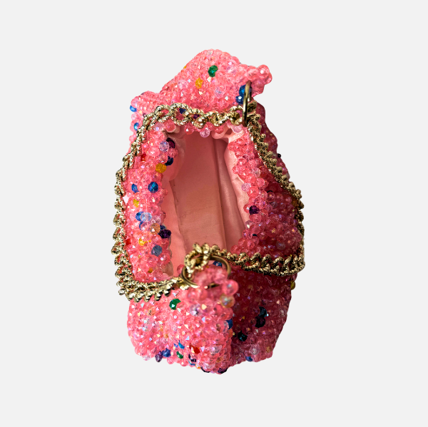 Tutti Rose - Pink Ruffled Beaded Shoulder Bag