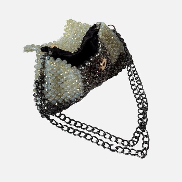 Frost & Glow -  Crystal Beaded Check Bag
