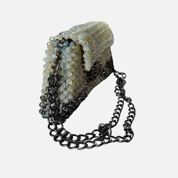 Frost & Glow -  Crystal Beaded Check Bag