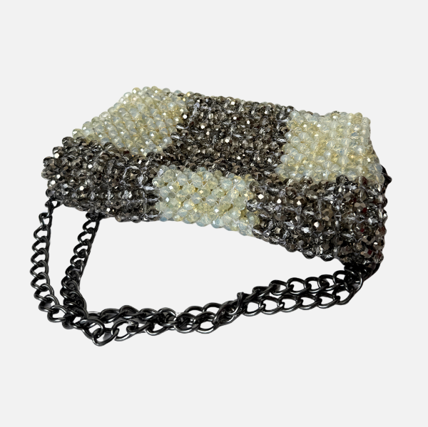 Frost & Glow -  Crystal Beaded Check Bag