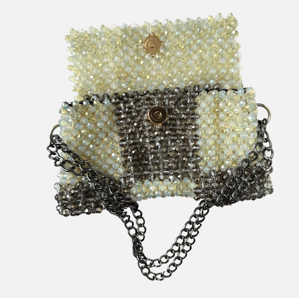 Frost & Glow -  Crystal Beaded Check Bag