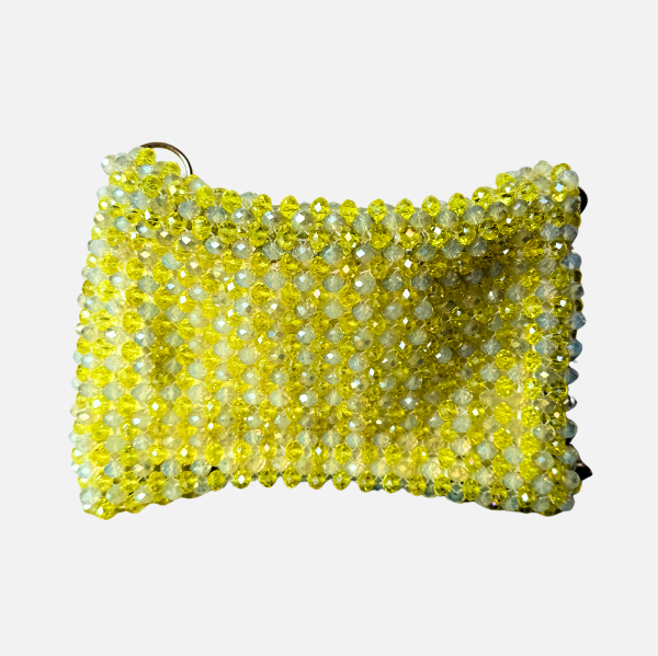 Lime Zest - Dual Tone Beaded Bag with Gold Chain