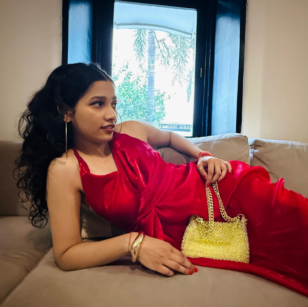 Lime Zest - Dual Tone Beaded Bag with Gold Chain