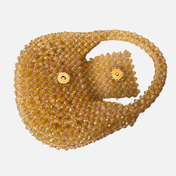Mini Mood - Golden Mini Beaded Bag with Handle
