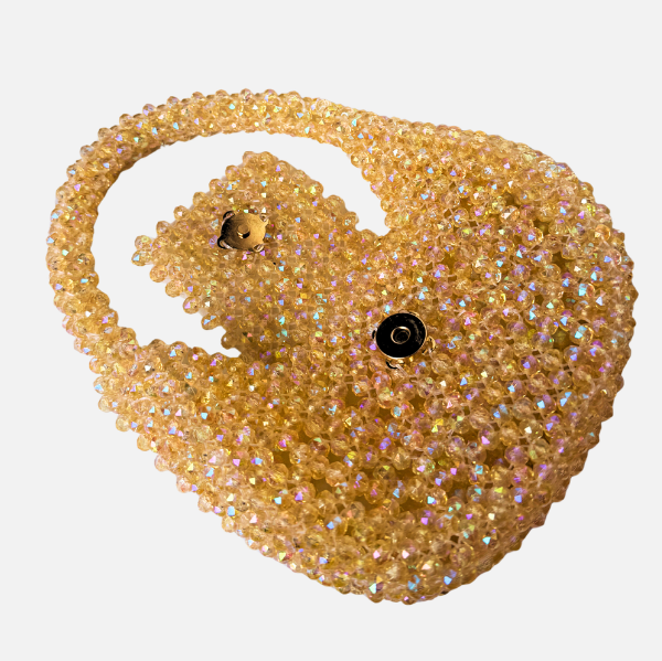 Mini Mood - Golden Mini Beaded Bag with Handle