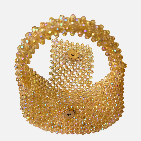 Mini Mood - Golden Mini Beaded Bag with Handle