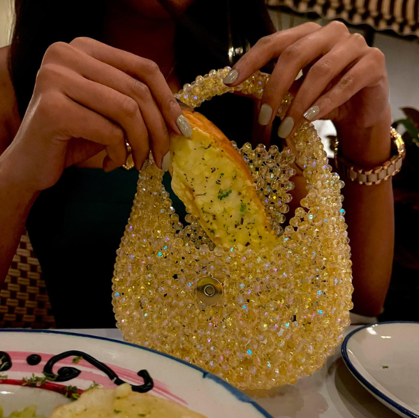 Mini Mood - Golden Mini Beaded Bag with Handle