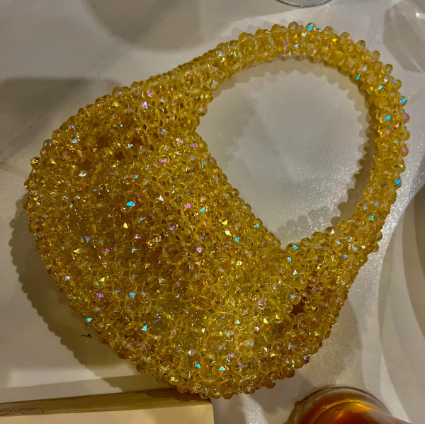 Mini Mood - Golden Mini Beaded Bag with Handle