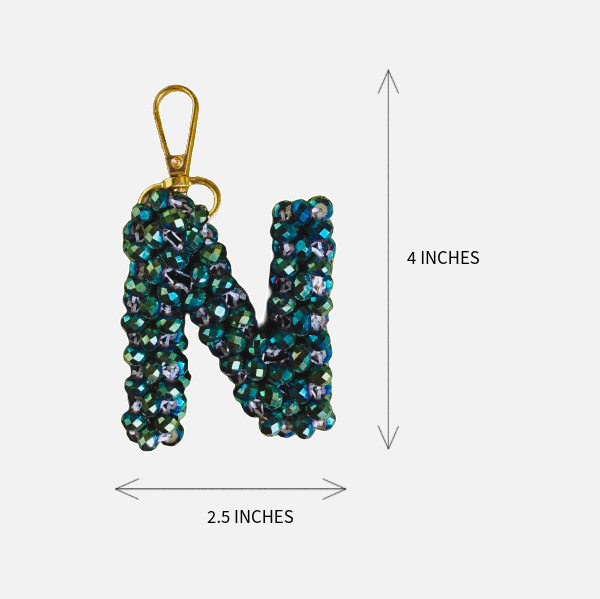 Letter N Crystal Bead Charm