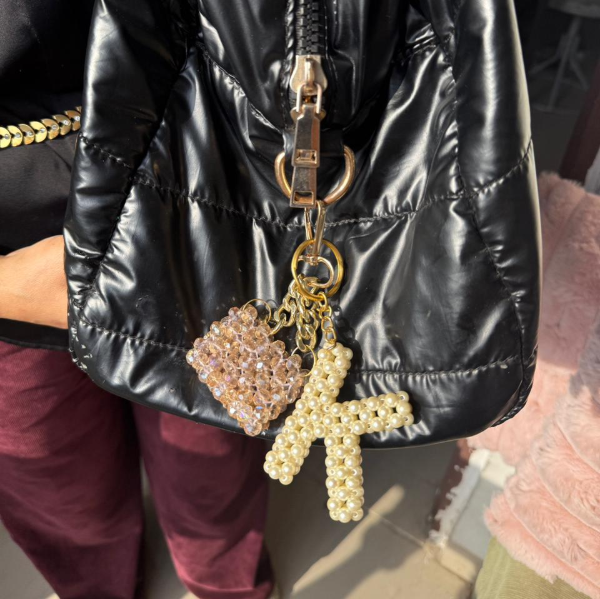 Pearl-beaded letter 'K'