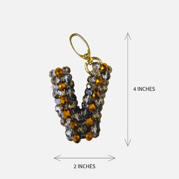 Beaded Letter V Charm