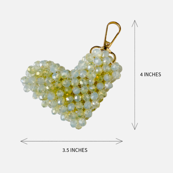 Soft Ivory - The Crystal Beaded Heart Charm